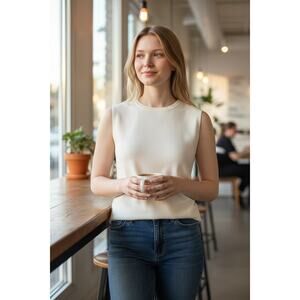 2/$30 DAZY Top Size S Knit Cream Ivory Tank